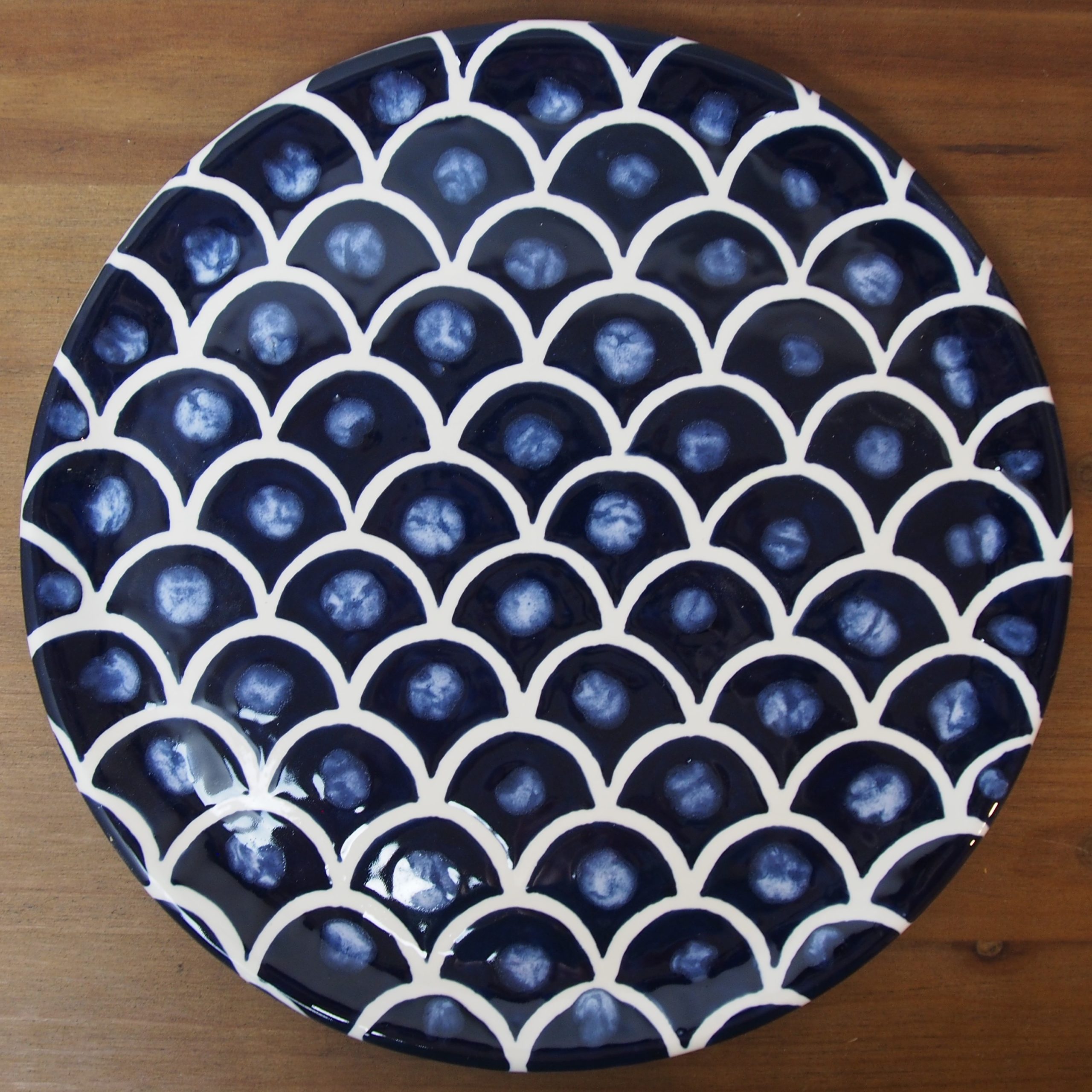 Scallop Platter Hand painted ceramics Deep Blue Creative